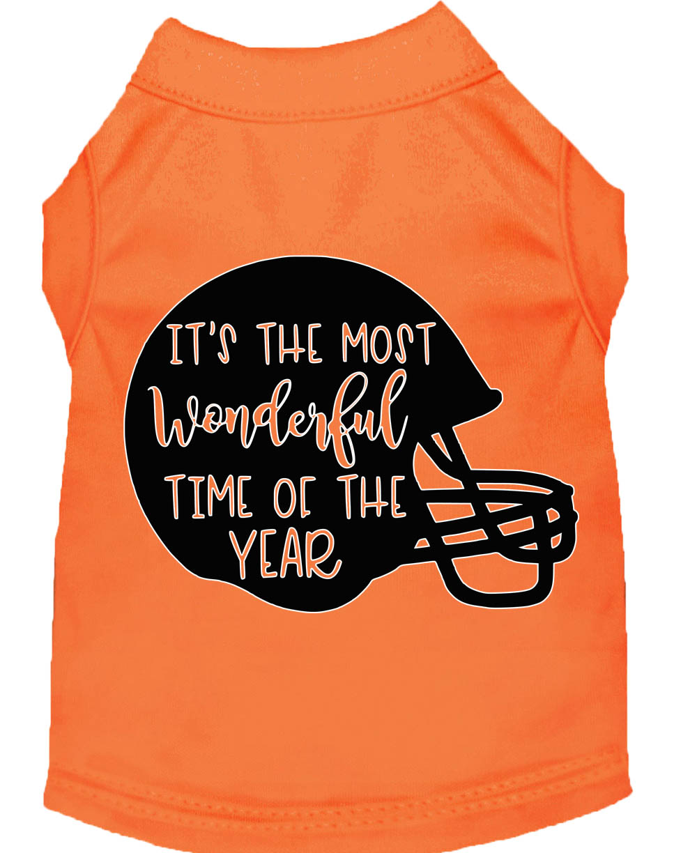 Most Wonderful Time of the Year (Football) Screen Print Dog Shirt Orange Med